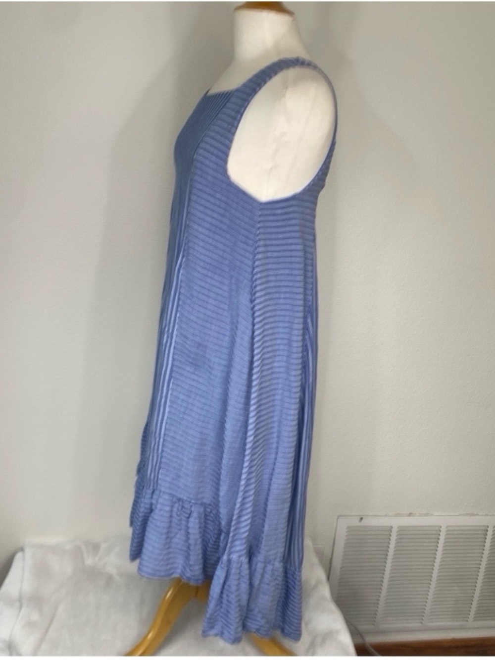 Anthropologie Holding Horses Women's Blue White Gauzy Striped Apron Dress Size S - Picture 3 of 14